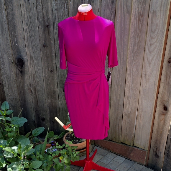 Lauren Ralph Lauren Dresses & Skirts - Lauren Ralph Lauren Pink Wrap Midi Dress Mock Neck